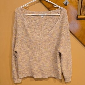 Cozy V-Neck Sparkle Sweater in Cream